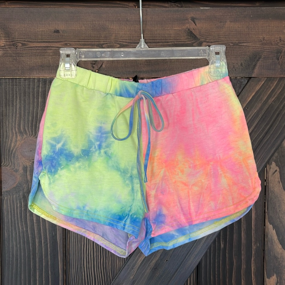 Shein Rainbow Neon Tie Dye Shorts, Women’s size Small
